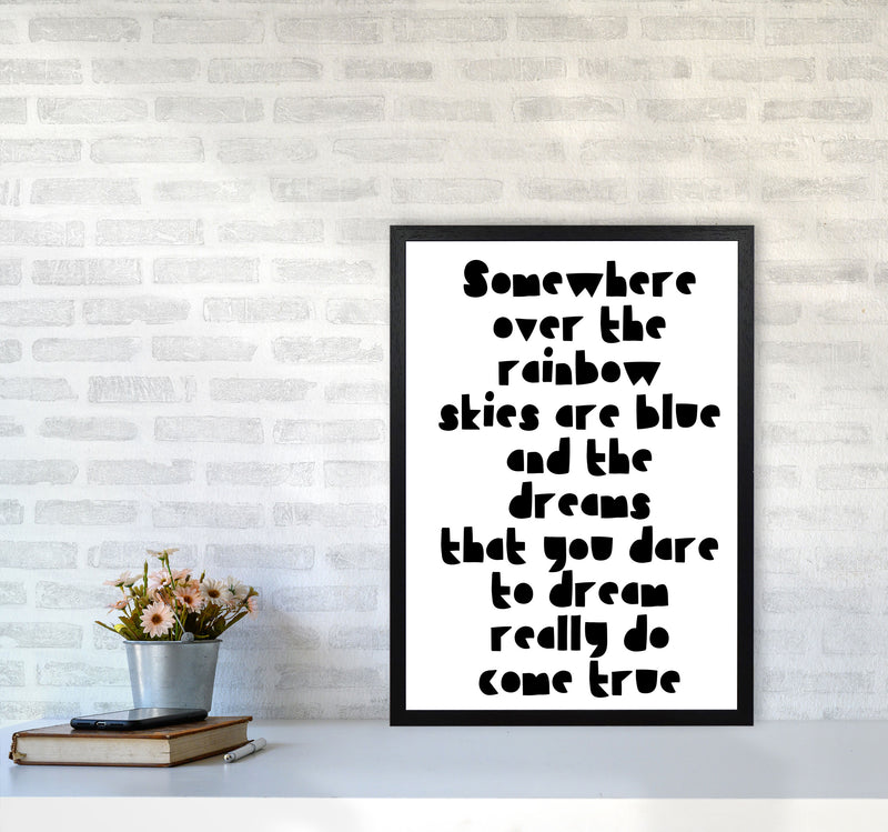 Somewhere Over The Rainbow Black Modern Print A2 White Frame