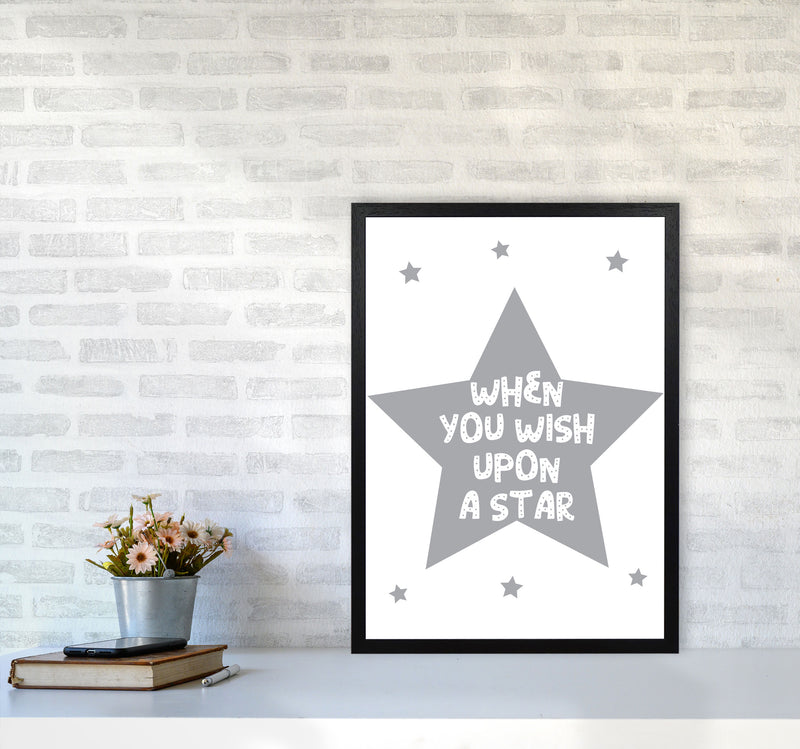 Wish Upon A Star Grey Framed Nursey Wall Art Print A2 White Frame
