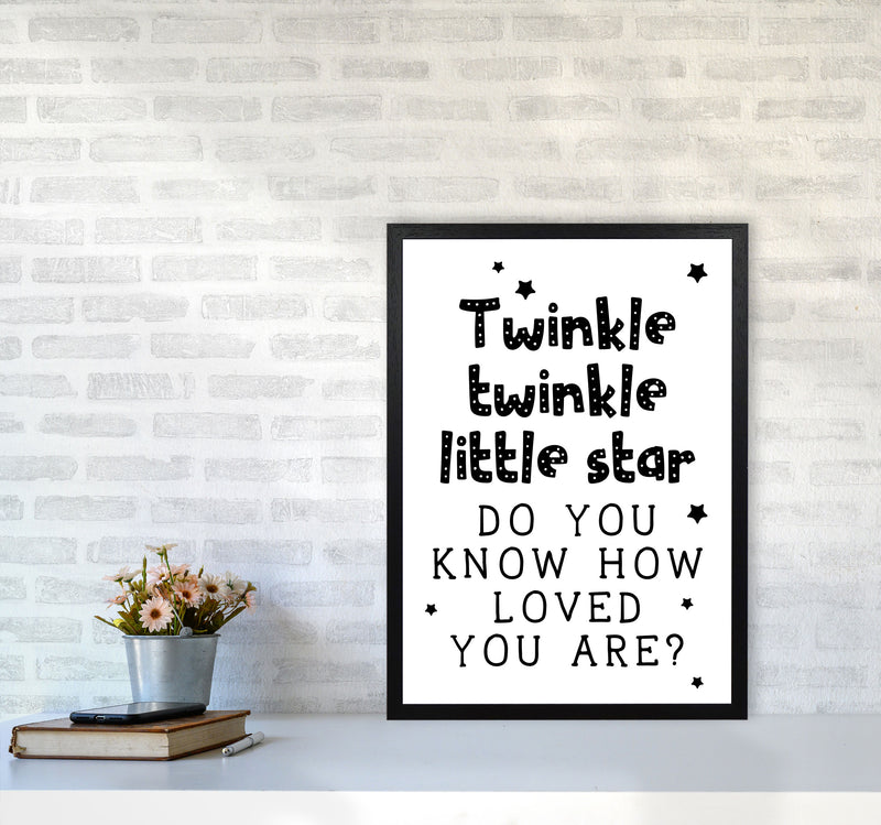 Twinkle Twinkle Little Star Black Framed Nursey Wall Art Print A2 White Frame