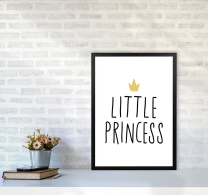 Little Princess Black And Gold Framed Nursey Wall Art Print A2 White Frame