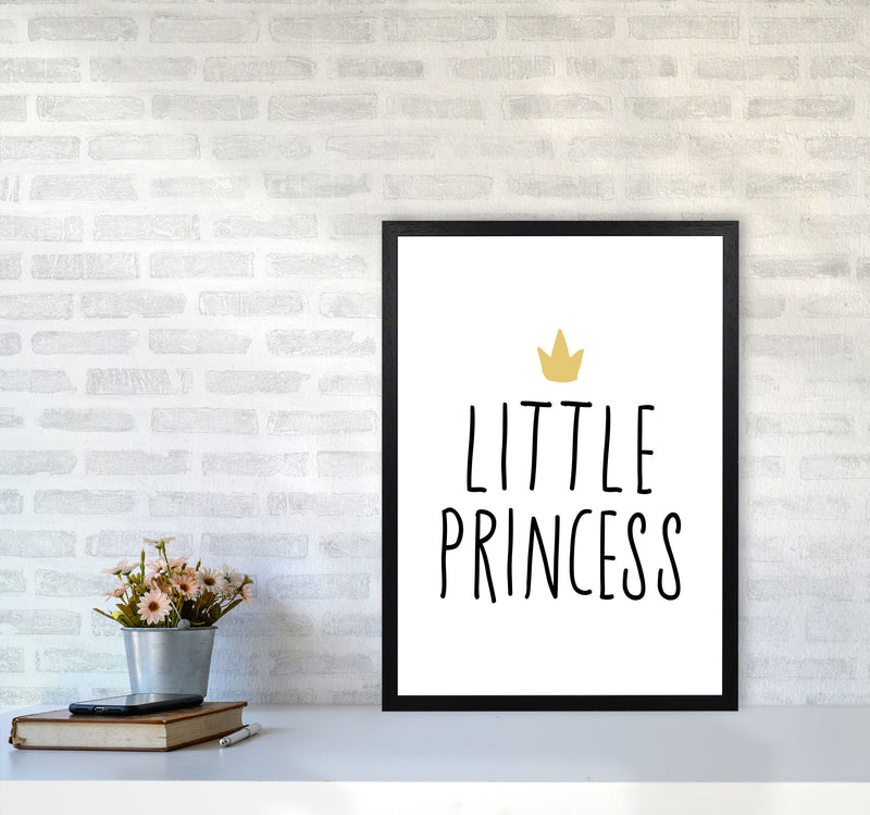 Little Princess Black And Gold Framed Nursey Wall Art Print A2 White Frame
