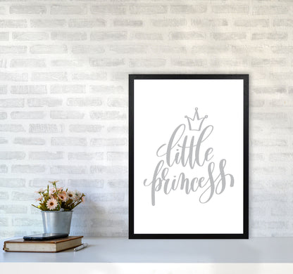 Little Princess Grey Framed Nursey Wall Art Print A2 White Frame