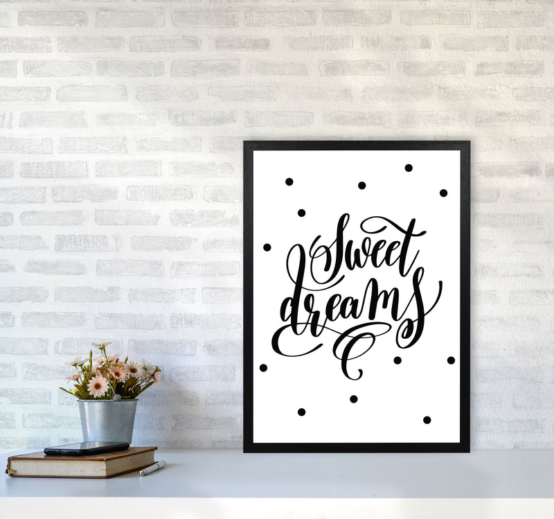 Sweet Dreams Black Modern Print A2 White Frame