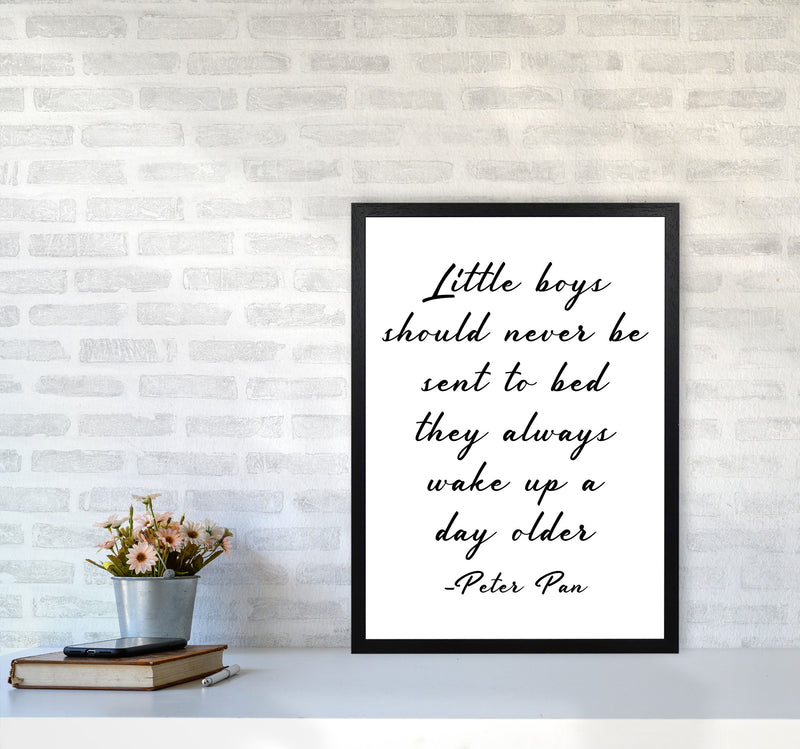 Little Boys Peter Pan Quote Framed Nursey Wall Art Print A2 White Frame