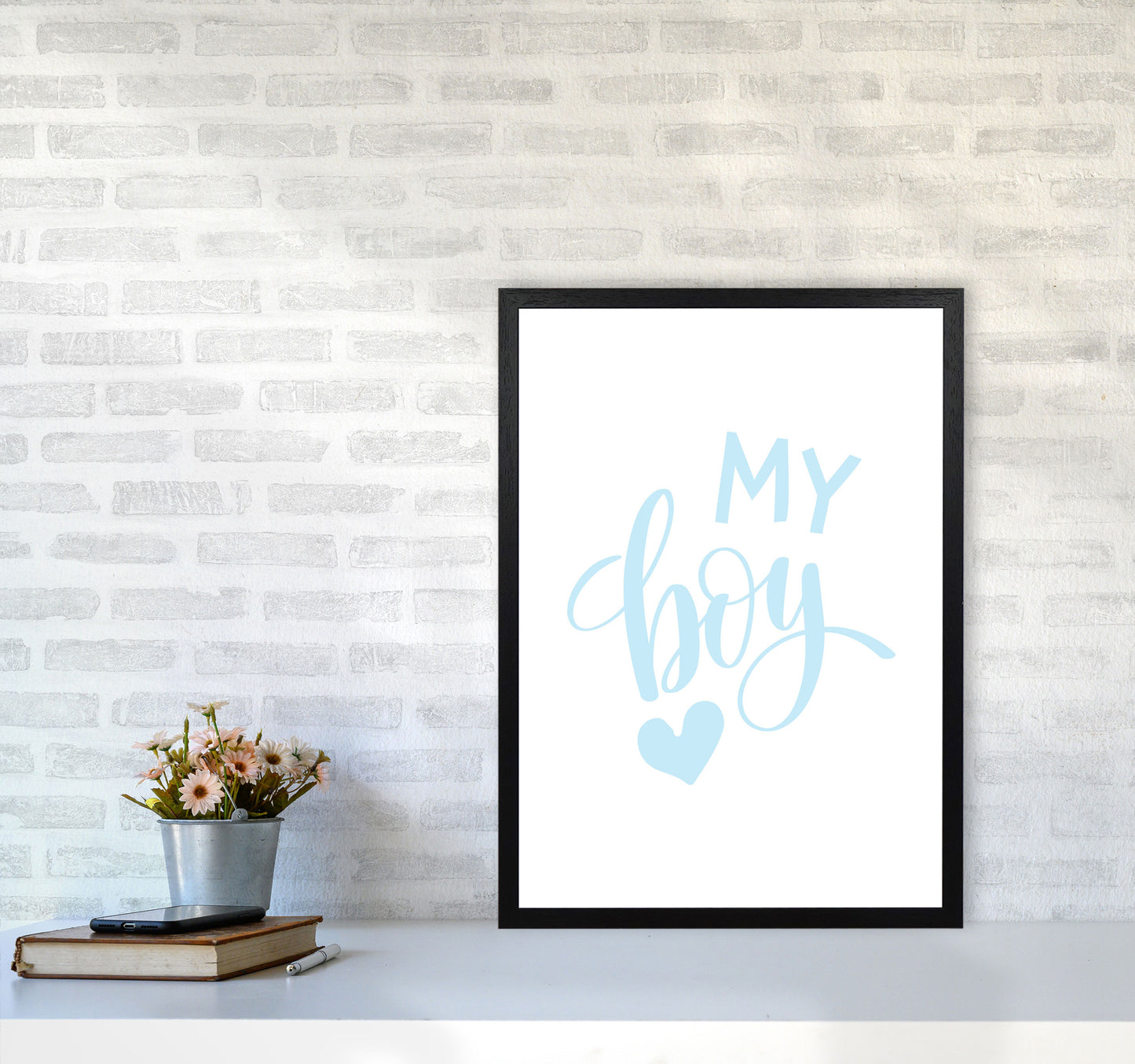 My Boy Blue Framed Nursey Wall Art Print A2 White Frame