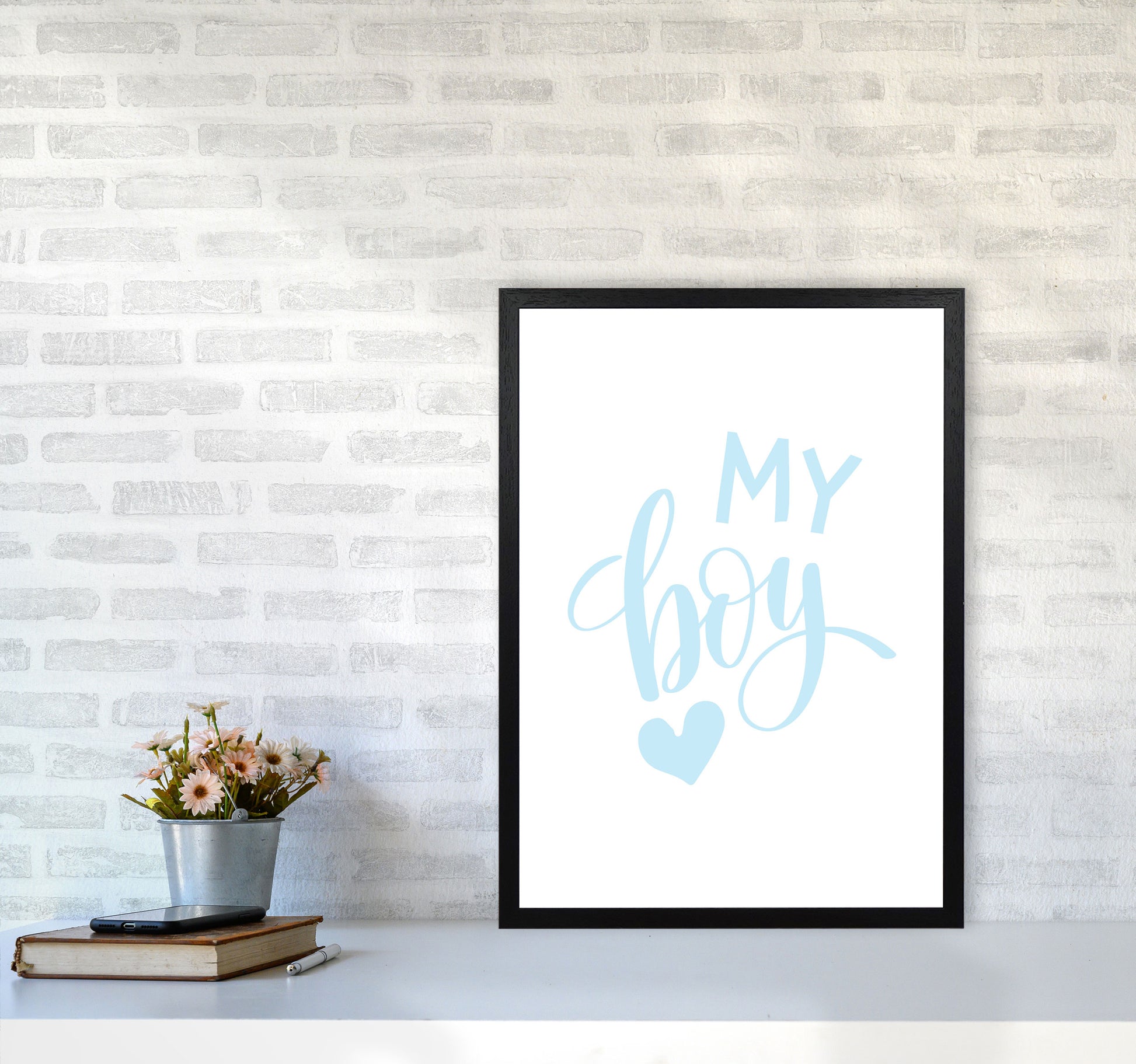 My Boy Blue Framed Nursey Wall Art Print A2 White Frame