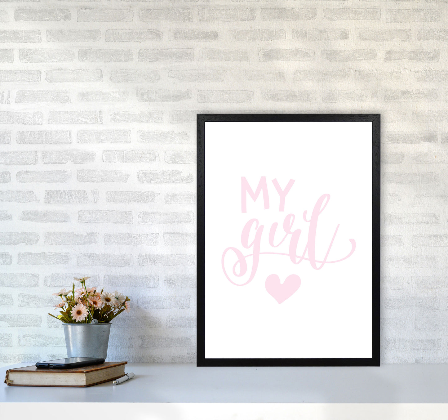 My Girl Pink Framed Nursey Wall Art Print A2 White Frame
