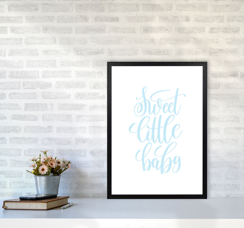 Sweet Little Baby Blue Framed Nursey Wall Art Print A2 White Frame
