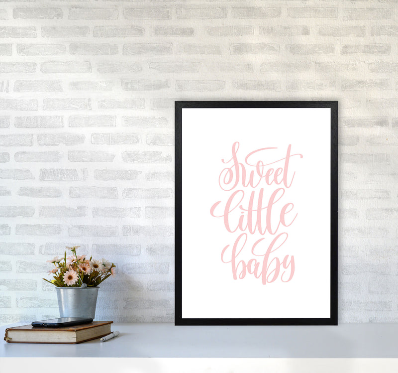 Sweet Little Baby Pink Framed Nursey Wall Art Print A2 White Frame