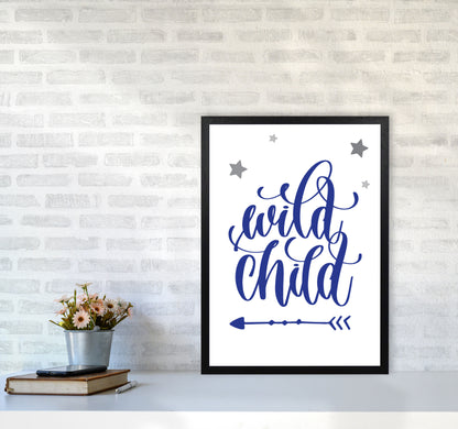 Wild Child Navy Framed Nursey Wall Art Print A2 White Frame
