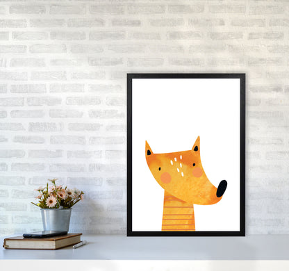 Scandi Fox Watercolour Framed Nursey Wall Art Print A2 White Frame