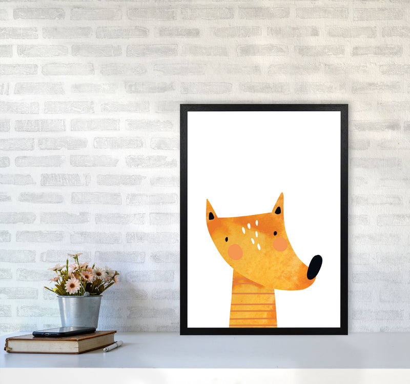 Scandi Fox Watercolour Framed Nursey Wall Art Print A2 White Frame