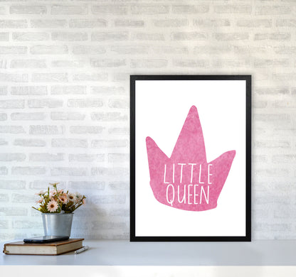 Little Queen Pink Crown Watercolour Modern Print A2 White Frame