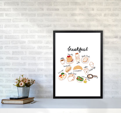 Breakfast Collection Portrait Modern Print, Framed Kitchen Wall Art A2 White Frame