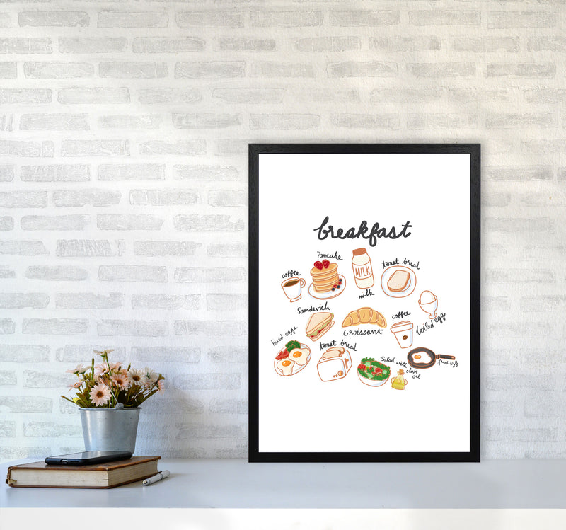 Breakfast Collection Portrait Modern Print, Framed Kitchen Wall Art A2 White Frame