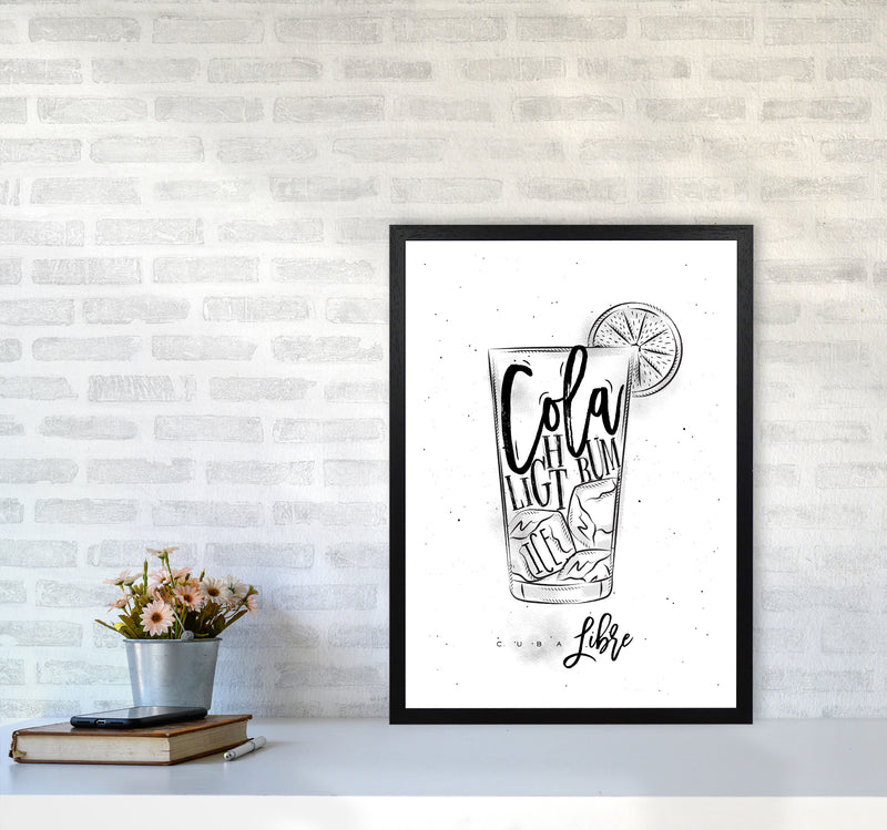 Cuba Libre Cocktail Modern Print, Framed Kitchen Wall Art A2 White Frame