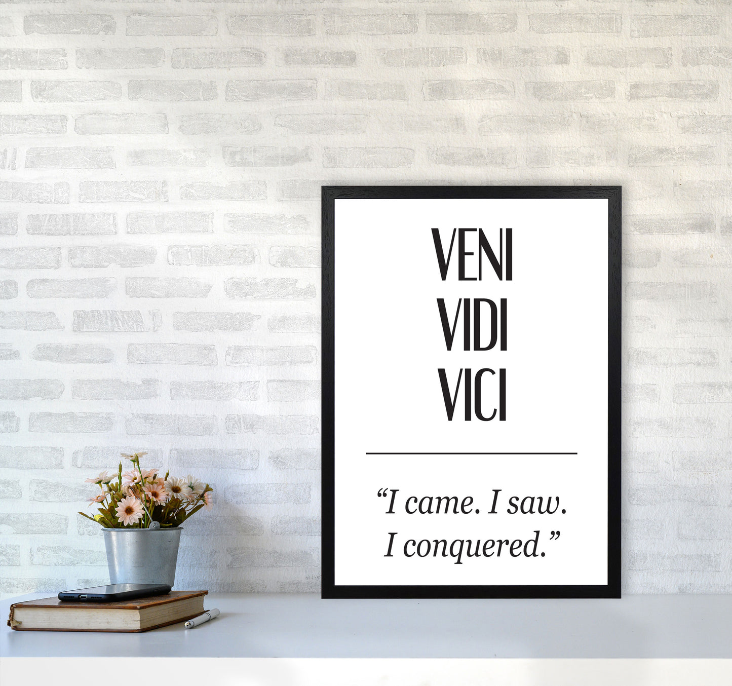 Veni Vidi Vici Modern Print A2 White Frame