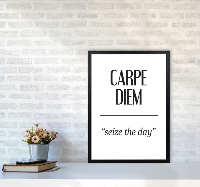 Carpe Diem Framed Typography Wall Art Print A2 White Frame