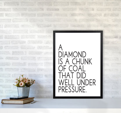 A Diamond Under Pressure Framed Typography Quote Wall Art Print A2 White Frame