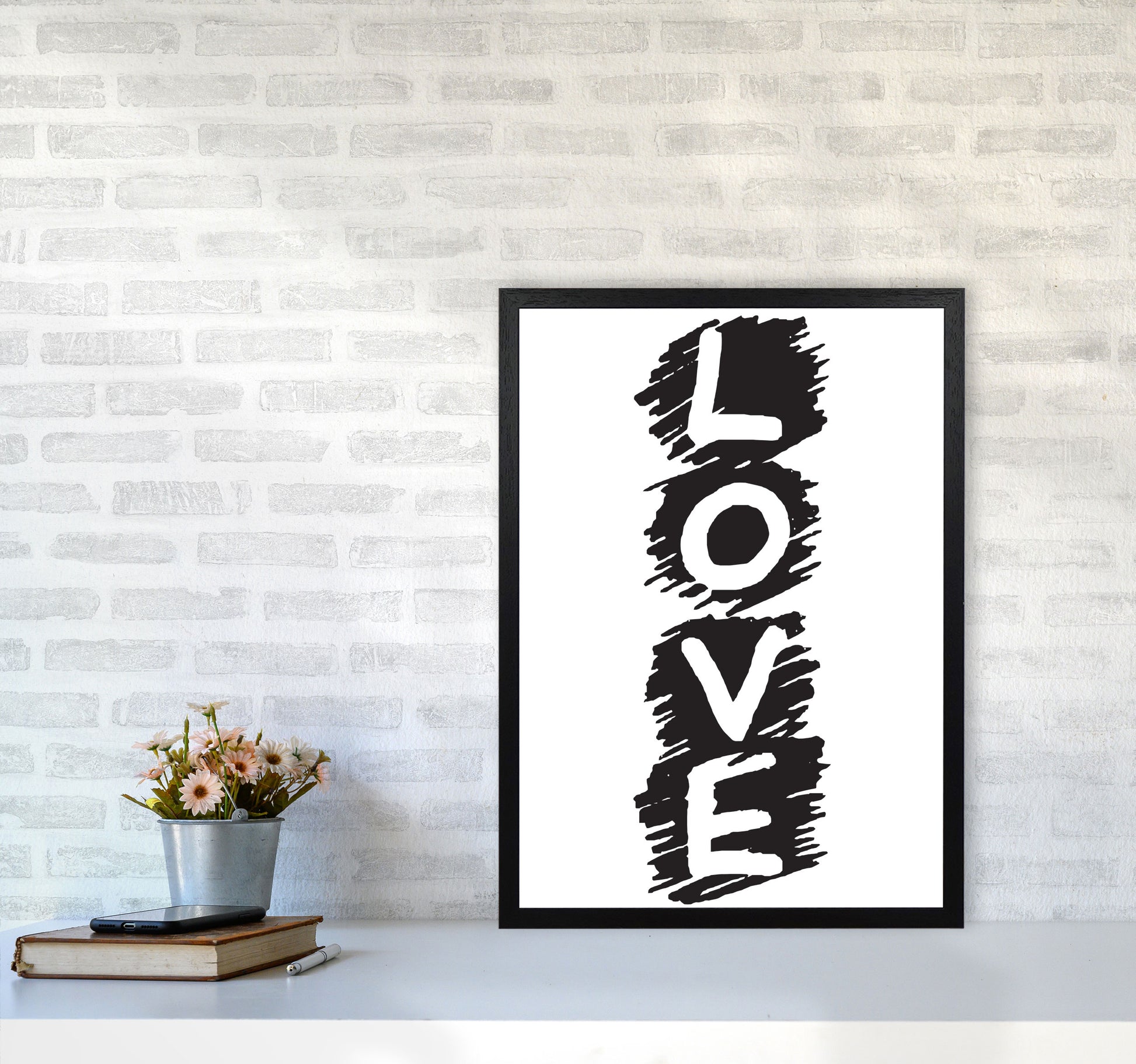 Love Framed Typography Wall Art Print A2 White Frame
