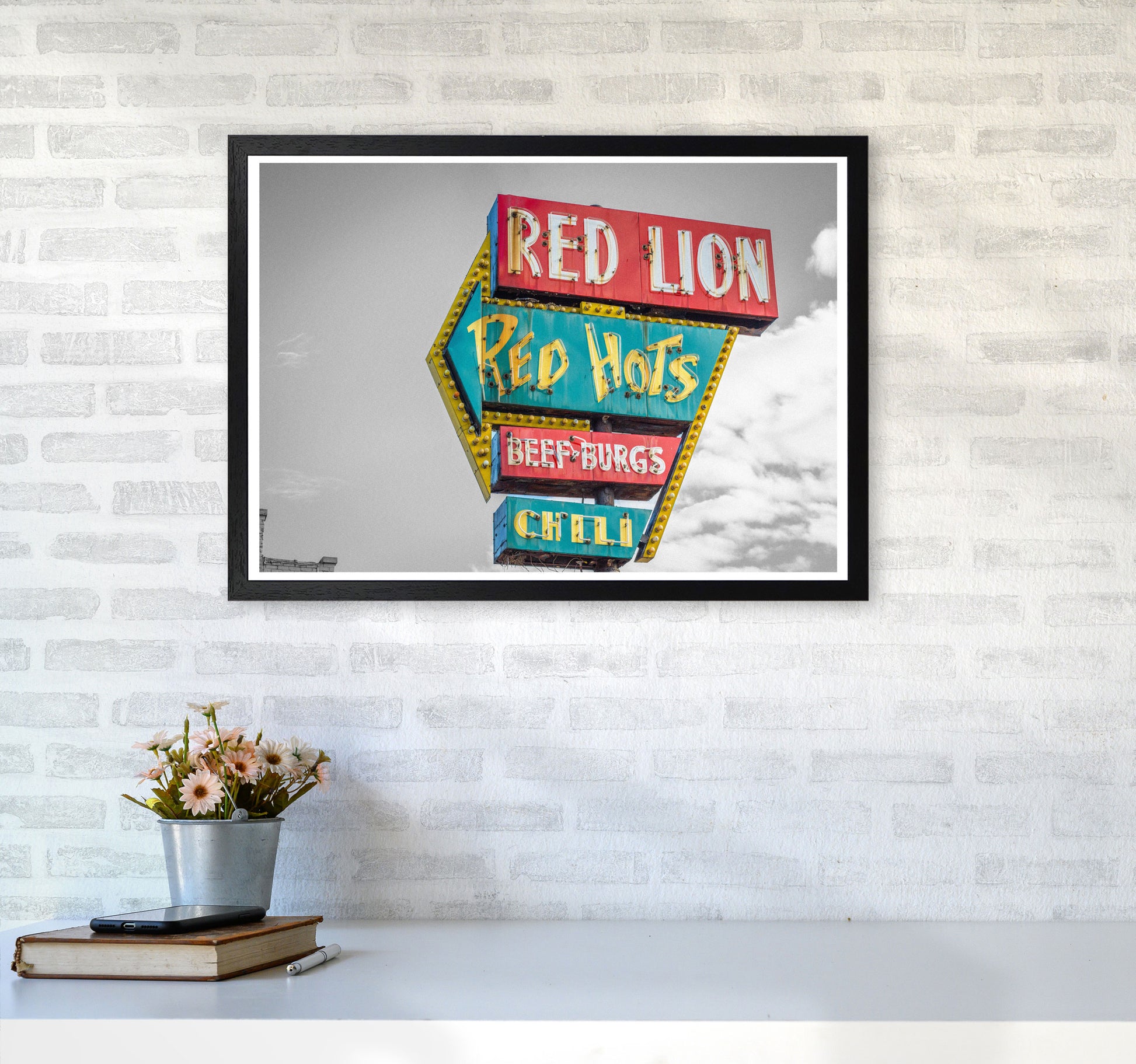 Vintage American Billboard Modern Print A2 White Frame