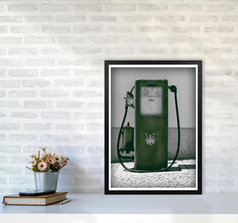 Vintage Green Gas Pump Modern Print A2 White Frame