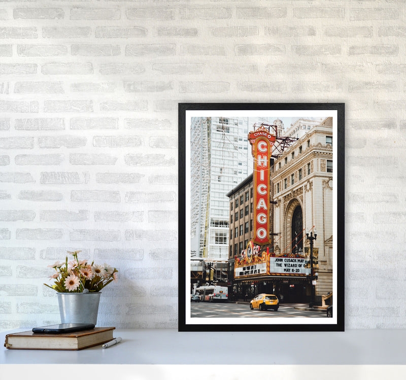 Retro Chicago Theatre Modern Print A2 White Frame