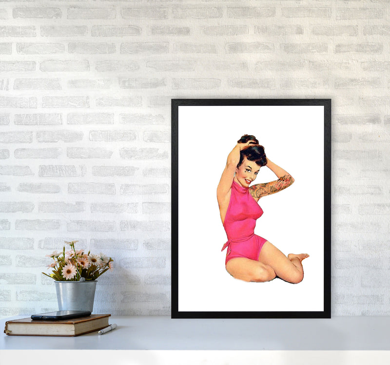 Retro Pin Up Girl Modern Print A2 White Frame
