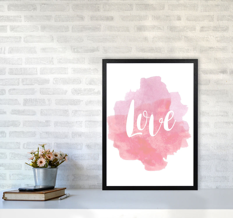 Love Pink Watercolour Modern Print A2 White Frame
