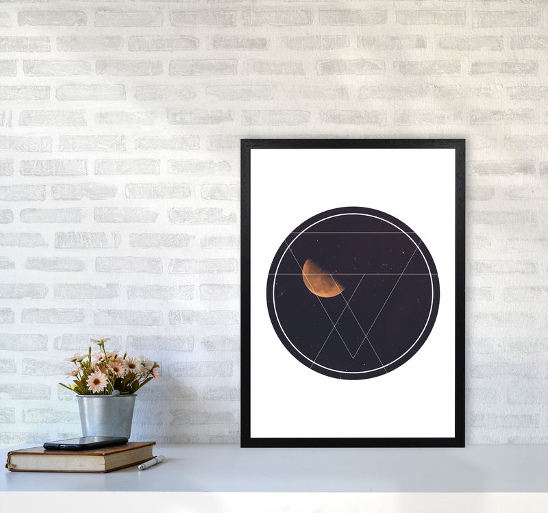 Black Moon Circle Modern Print A2 White Frame
