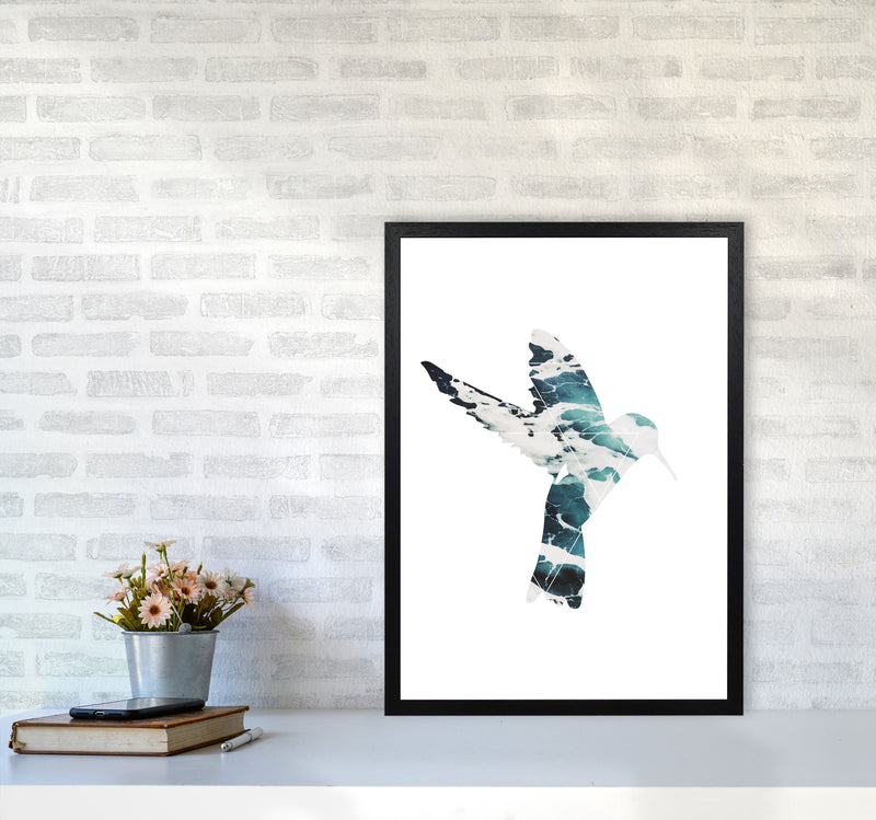 Blue Sea Bird Modern Print Animal Art Print A2 White Frame