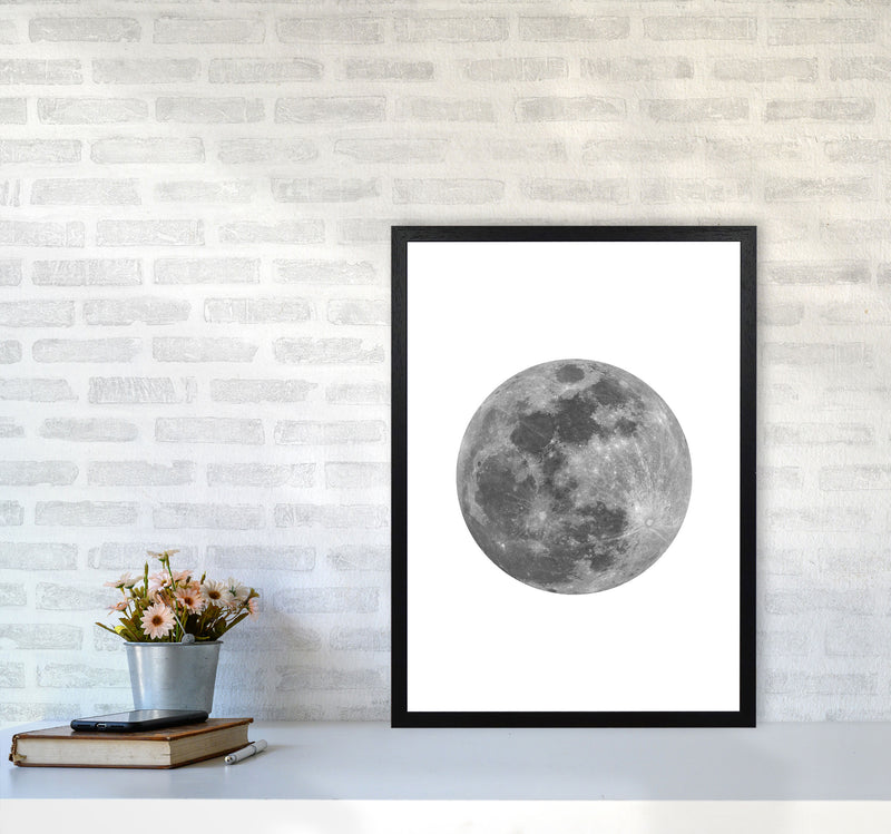 Grey Moon Modern Print A2 White Frame