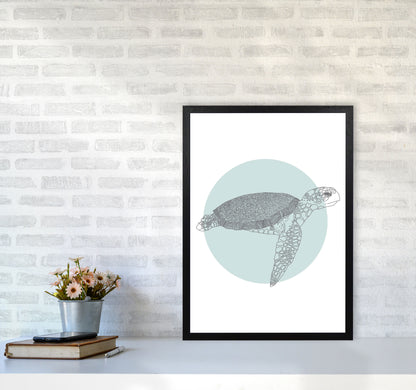 Marine Animals Turtle Modern Print Animal Art Print A2 White Frame