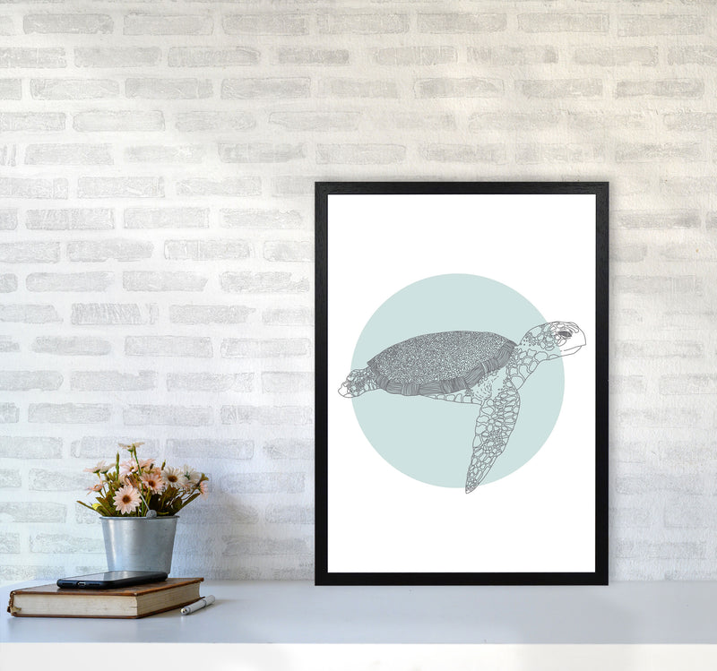 Marine Animals Turtle Modern Print Animal Art Print A2 White Frame