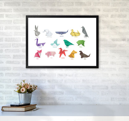Origami Animals Modern Print A2 White Frame
