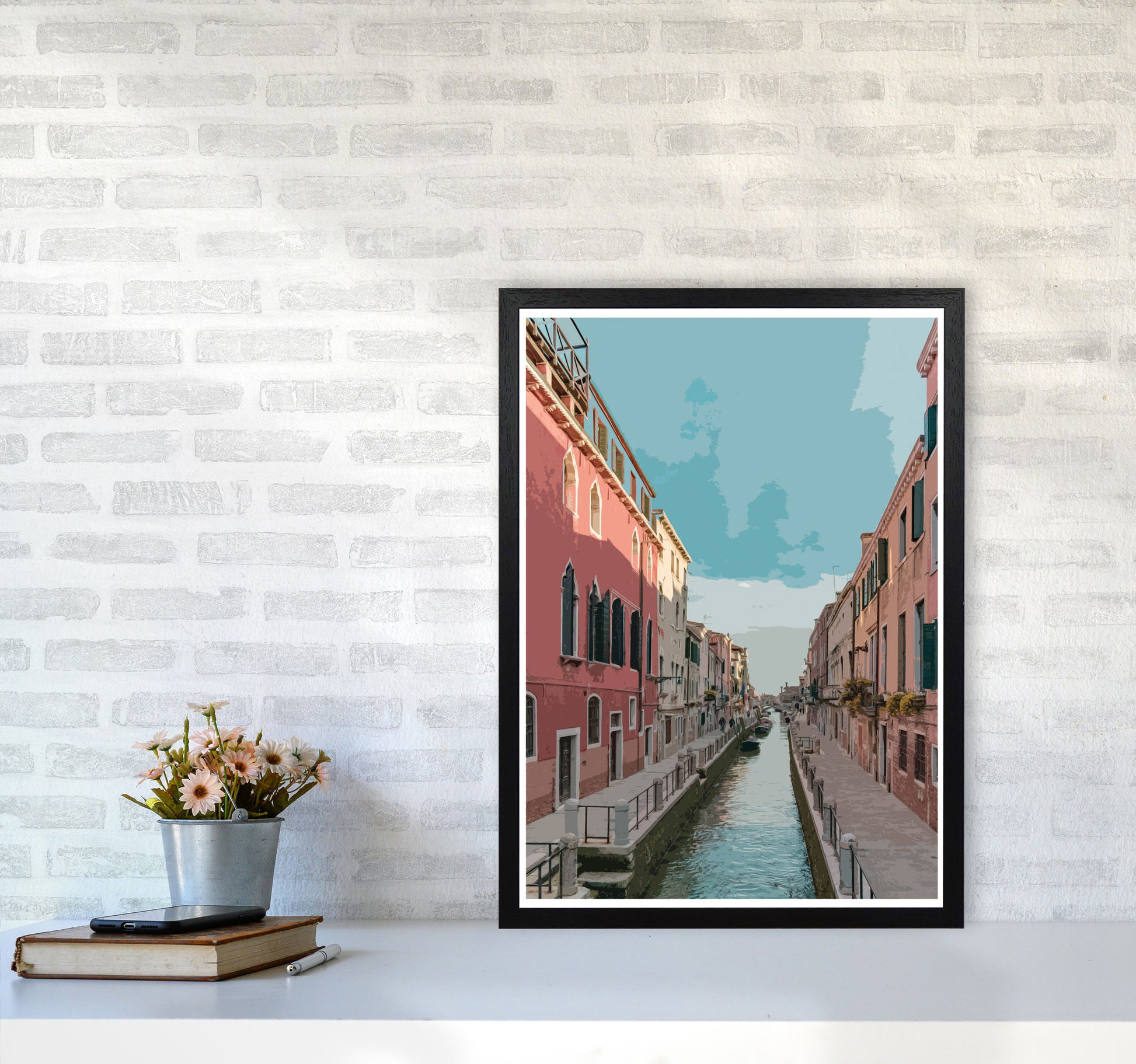 Venice Portrait 2 Modern Print A2 White Frame