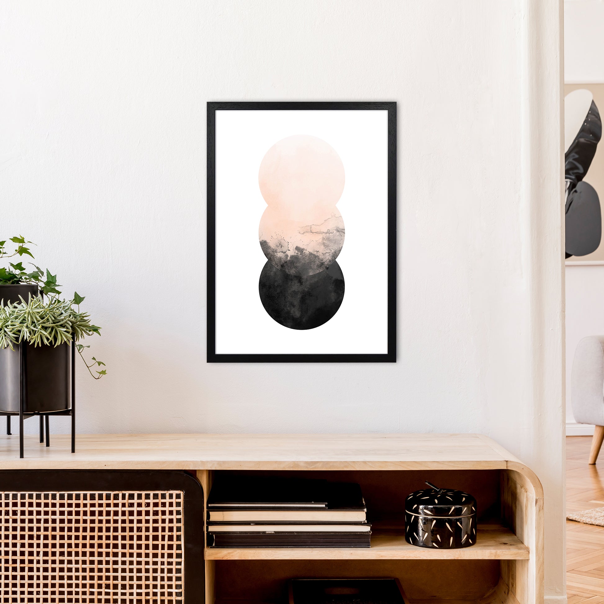Nude And Black Watercolour 5 Art Print by Pixy Paper A2 White Frame
