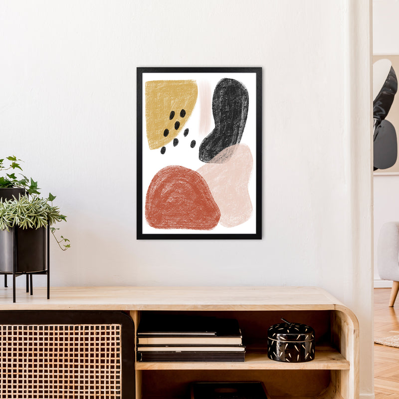 Dalia Chalk Black Polka Shapes  Art Print by Pixy Paper A2 White Frame