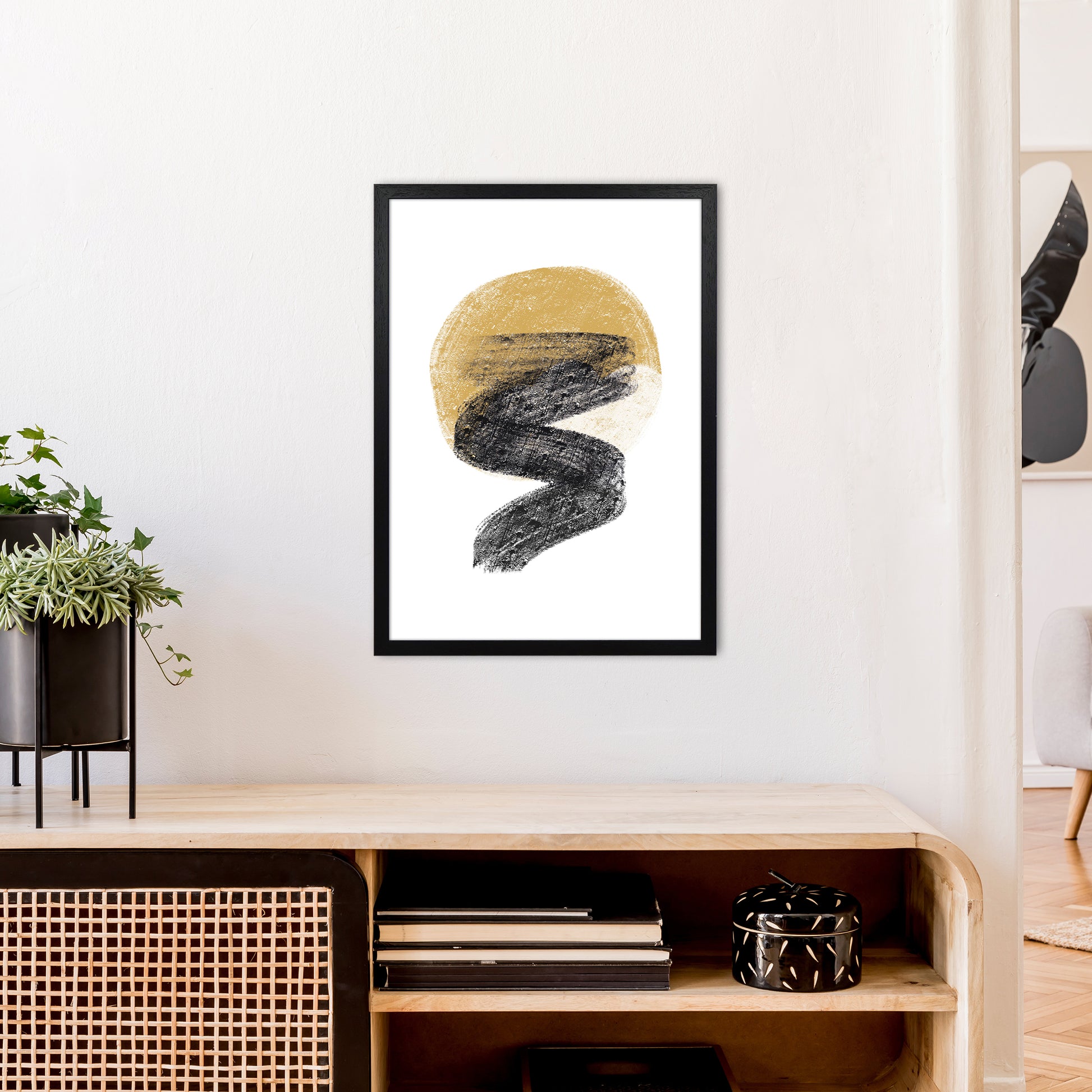 Dalia Chalk Gold Moon Zig  Art Print by Pixy Paper A2 White Frame