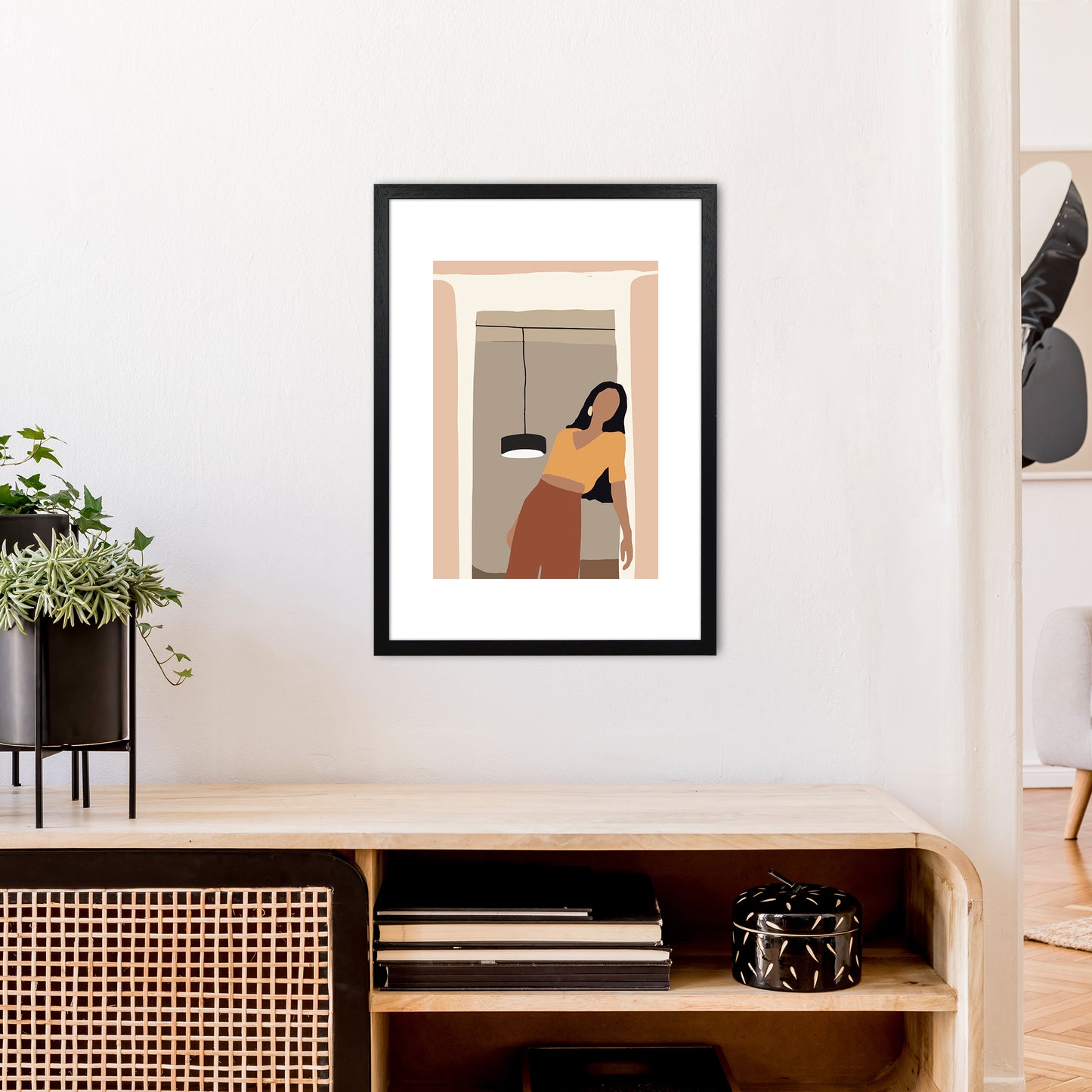 Mica Girl In Doorway N10  Art Print by Pixy Paper A2 White Frame