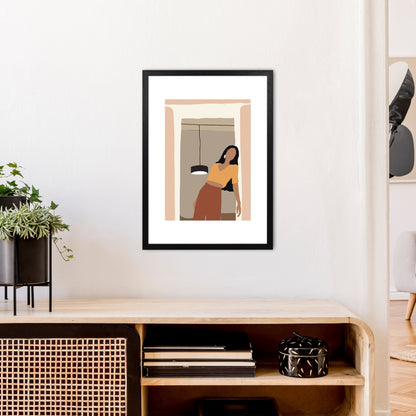 Mica Girl In Doorway N10  Art Print by Pixy Paper A2 White Frame