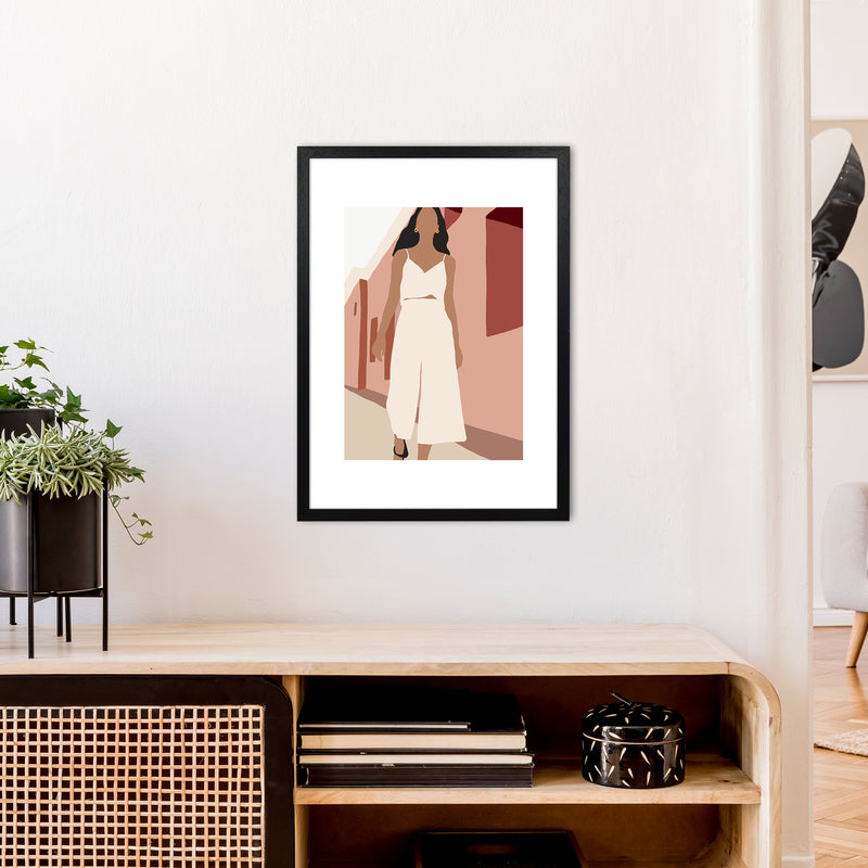 Mica Girl In Street N7  Art Print by Pixy Paper A2 White Frame