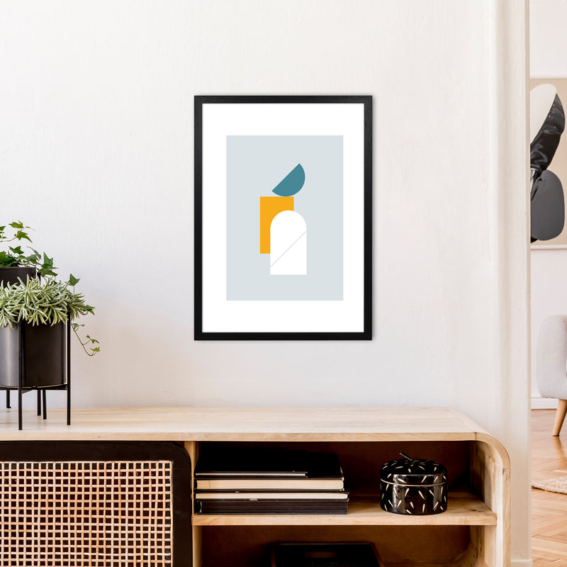 Mita Teal Abstract N10  Art Print by Pixy Paper A2 White Frame