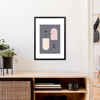 Mila Abstract Pink N5  Art Print by Pixy Paper A2 White Frame