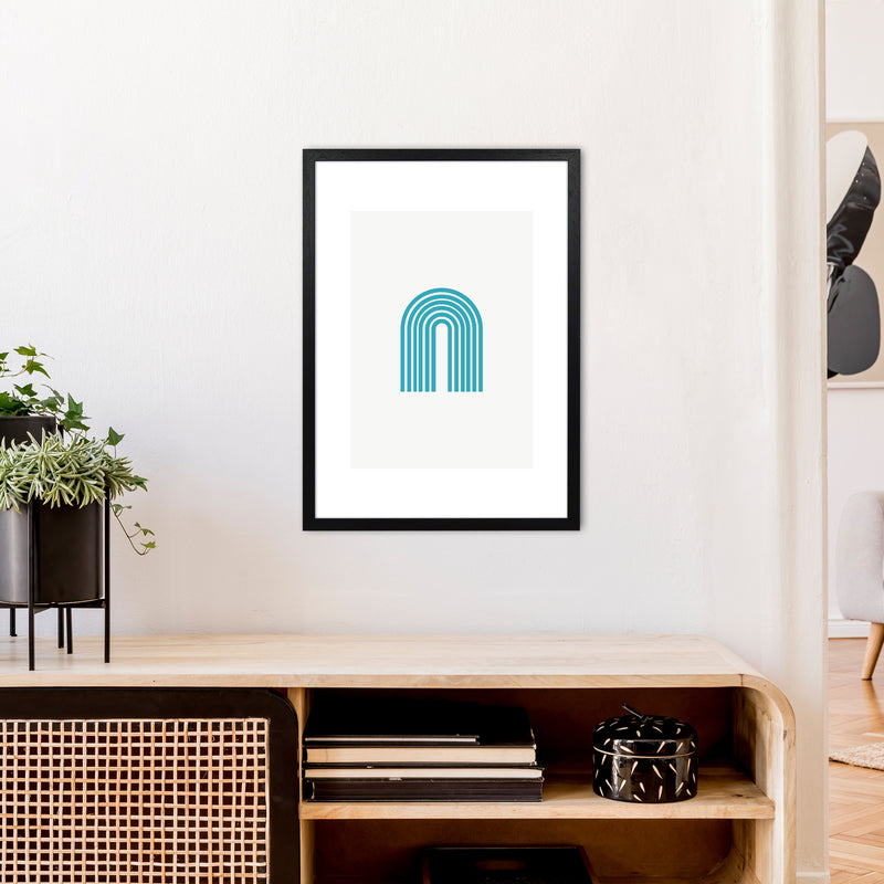 Mita Teal Rainbow N7  Art Print by Pixy Paper A2 White Frame