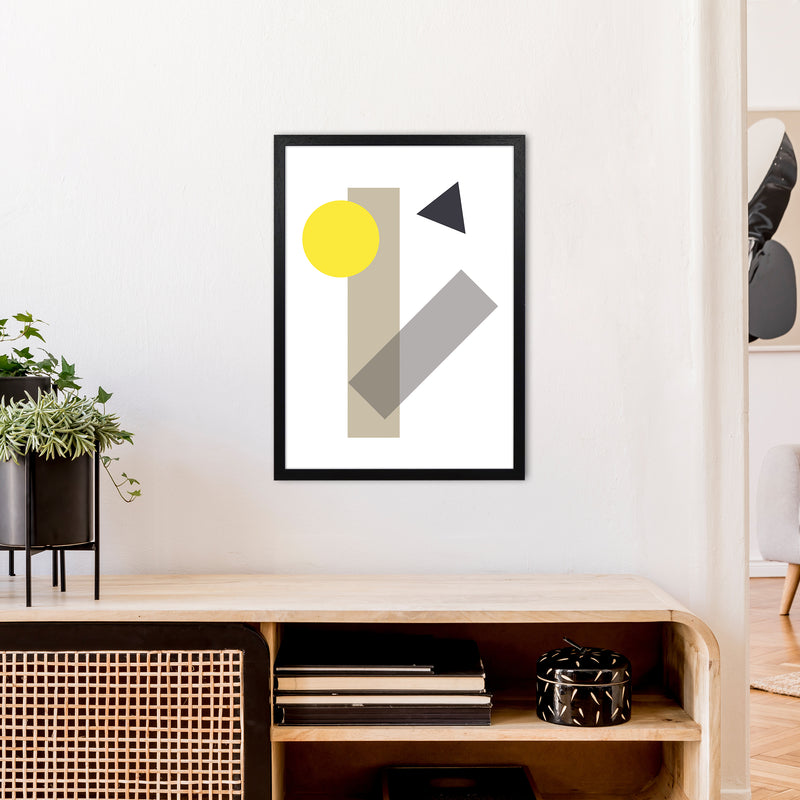 Random Geo Yellow  Art Print by Pixy Paper A2 White Frame