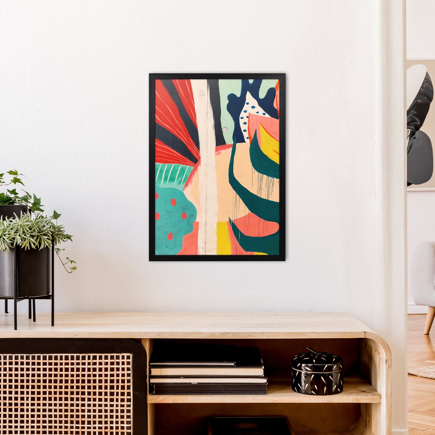 Painted Abstract Shapes  Art Print by Pixy Paper A2 White Frame