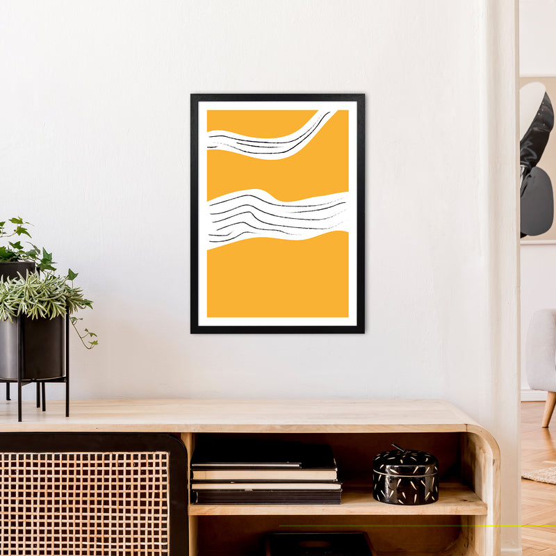 Yellow Lines Neon Funk  Art Print by Pixy Paper A2 White Frame