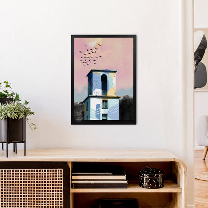 Pop Art Concrete Tower  Art Print by Pixy Paper A2 White Frame
