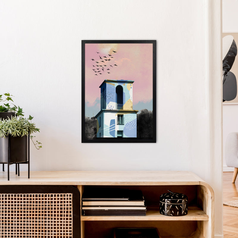 Pop Art Concrete Tower  Art Print by Pixy Paper A2 White Frame